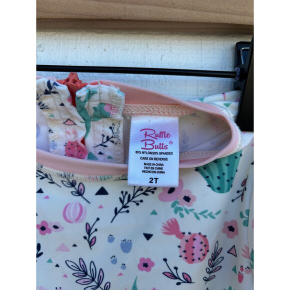 Ruffle Butts Long Sleeve Swimsuit, Cactus Floral Pattern, Snap Close, Sz 2T - Picture 3 of 4